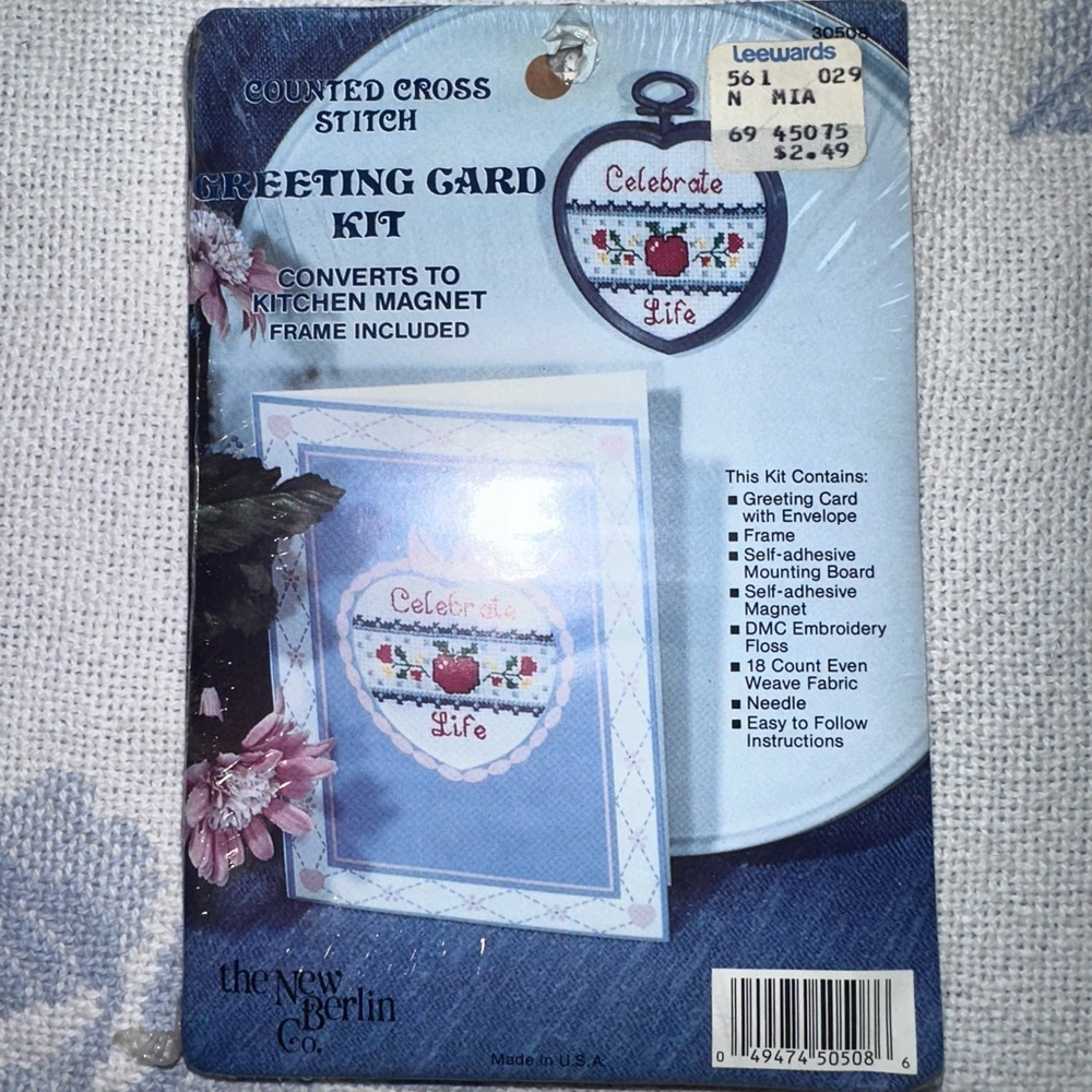 NOS Vintage 1980s The New Berlin Counted Cross Stitch Greeting Card Magnet Kit